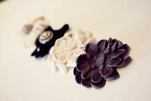 White Crocheted Flower Brooch