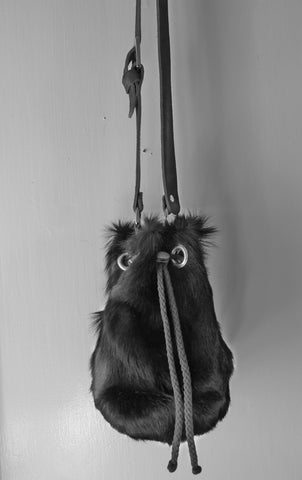 Black Springbok Mini Drawstring Crossbody Bag