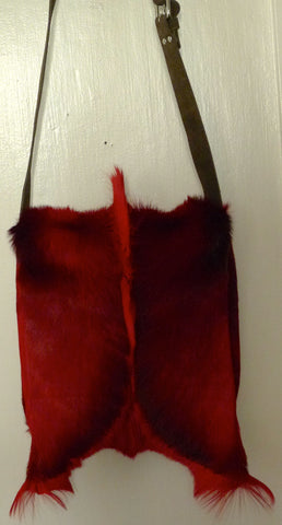 Red Springbok Messenger Bag Chocolate Leather/Suede Strap/ Italian Buckle