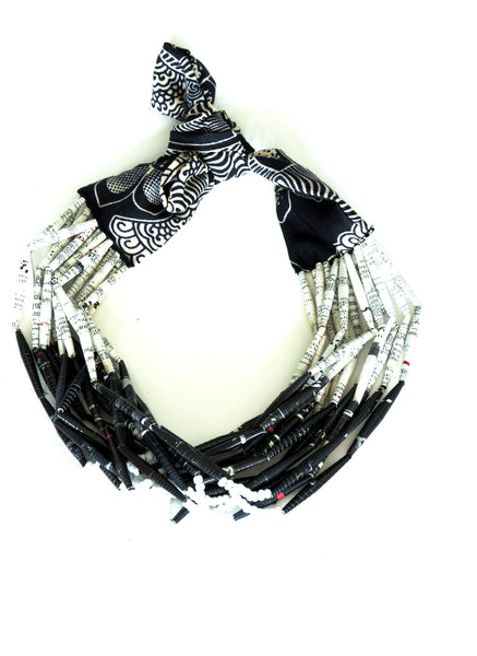 Fabric Necklace Open Black & White