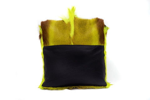 Lime Springbok Messenger Bag/Black Leather/ Black Leather Strap , Italian Buckle