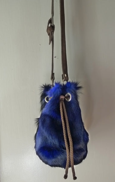 Blue Springbok Mini Drawstring Crossbody Bag