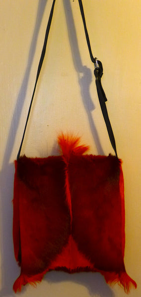 Orange Springbok Messenger Bag/Black Leather/Italian Buckle