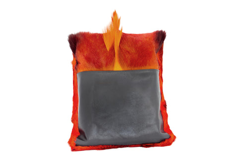 Orange Springbok Messenger Bag/Chocolate Leather/Suede Strap/Nickel Buckle