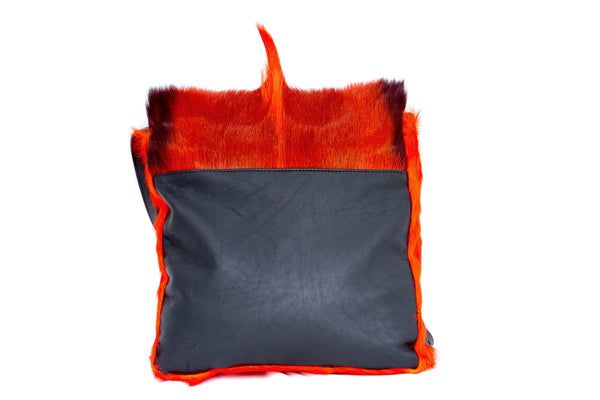Orange Springbok Messenger Bag/Black Leather/Italian Buckle