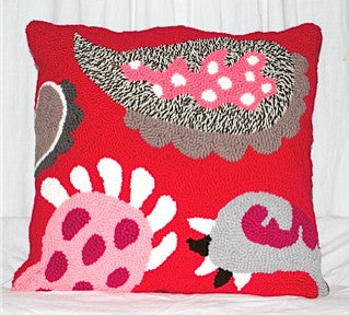 Red Paisley Hooked Pillow