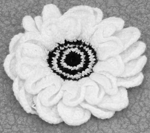 White With Black Centre Flower Brooch